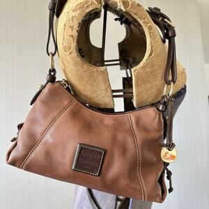 Vintage Y2k Dooney & Bourke 1975 Shoulder Bag Purse Crescent Brown Leather